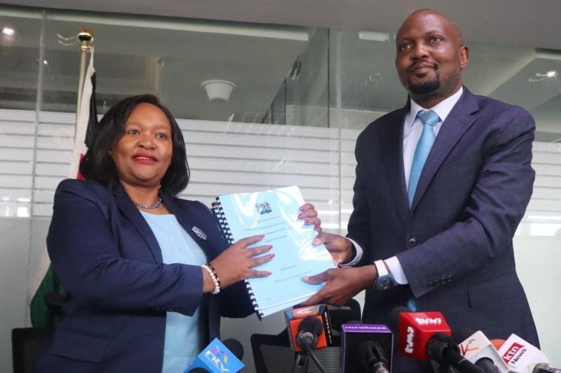 File image of CS Moses Kuria with CS Rebecca Miano.